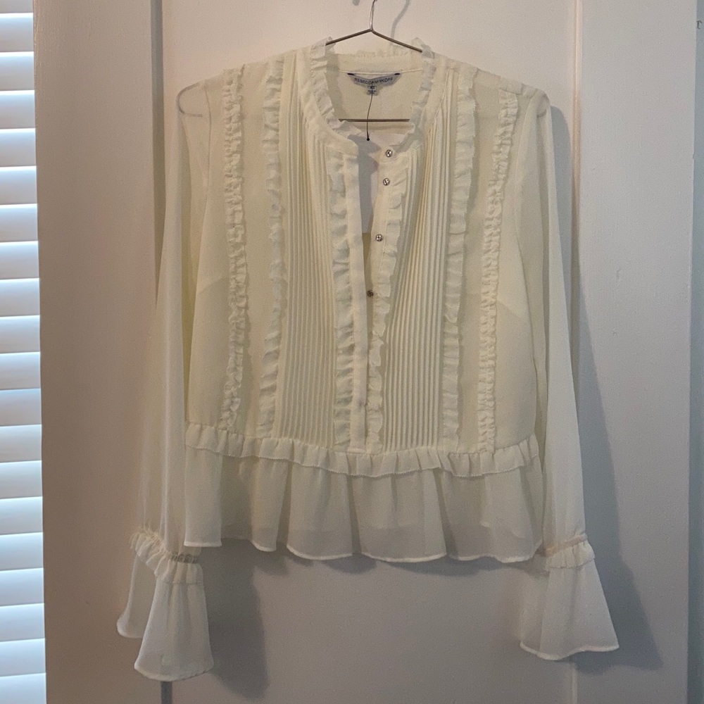 Rebecca Minkoff Cream Ruffle Blouse XS